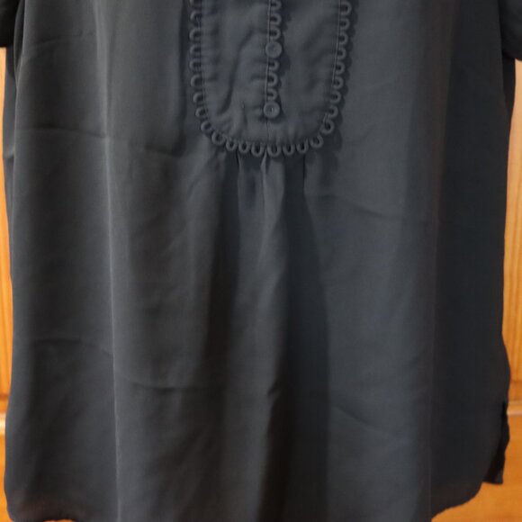 Daniel Rainn Black Cap Sleeve Button And Eyelet Blouse LG - Picture 3 of 12